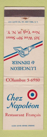 Matchbook Cover - Chez Napoleon French Restaurant New York City