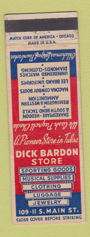 Matchbook Cover - Dick Bardon Sporting Goods Music Store Department Tulsa OK