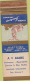 Matchbook Cover - Hartford Insurance AE Adams Minong WI