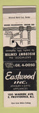 Matchbook Cover - Eastwood Discount Center East Providence RI Appliances Gifts