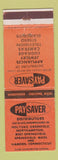 Matchbook Cover - Pay Saver Appliances Holyoke Northampton Springfield MA