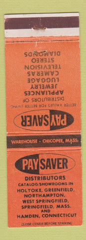 Matchbook Cover - Pay Saver Appliances Holyoke Northampton Springfield MA