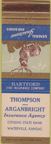 Matchbook Cover - Hartford Insurance Waterville KS