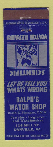 Matchbook Cover - Ralph's Watch Shop Danville PA
