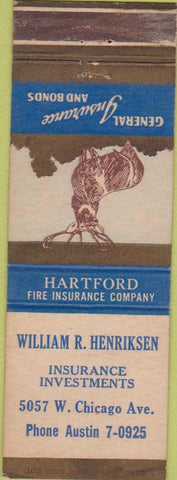 Matchbook Cover - Hartford Insurance William Henriksen
