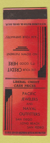 Matchbook Cover - Pacific Jewelry Naval Uniforms San Diego Long Beach CA WORN