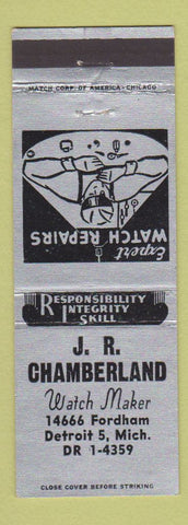 Matchbook Cover - JR Cumberland Watch Maker Detroit MI