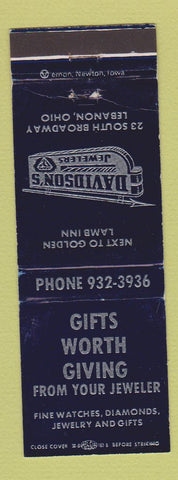 Matchbook Cover - Davidson's Jewelry Lebanon OH WEAR