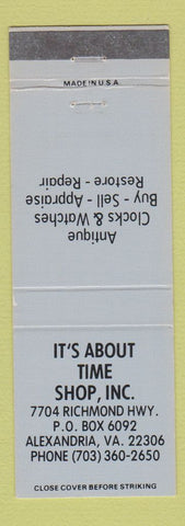 Matchbook Cover - It's About Time Antiques Clocks Alexandria VA