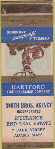 Matchbook Cover - Hartford Insurance Smith Bros Adams MA