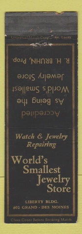 Matchbook Cover - World's Smallest Jewelry Store Des Moines IA WEAR