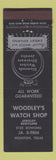 Matchbook Cover - Woodley's Watch Shop Jewelry Houston TX WEAR