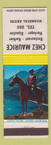 Matchbook Cover - Chez Maurice Restaurant Normetal Abitibi QC WORN