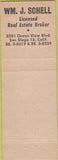 Matchbook Cover - WM Schell Real Estate San Diego CA green