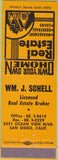 Matchbook Cover - WM Schell Real Estate San Diego CA yellow