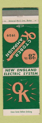 Matchbook Cover - New England Electric System 1959 Safety
