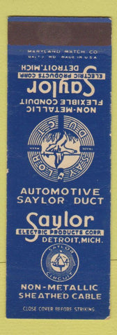 Matchbook Cover - Saylor Electric Products Detroit MI