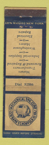 Matchbook Cover - Mechanical Engineering Corp Norfolk VA WORN