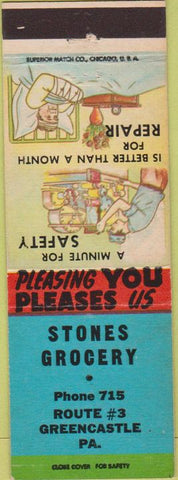 Matchbook Cover - Stones Grocery Greencastle PA