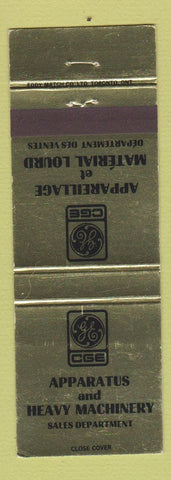 Matchbook Cover - GE Appareillage Material Lourd QC