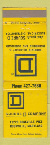 Matchbook Cover - Square D Company Electrical Rockville MD WEAR
