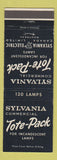 Matchbook Cover - Sylvania Commercial Toe Pack Lamps Light Bulbs Montreal QC
