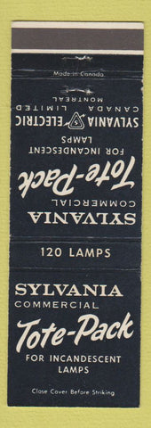 Matchbook Cover - Sylvania Commercial Toe Pack Lamps Light Bulbs Montreal QC