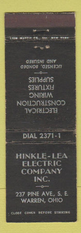 Matchbook Cover - Hinkle Lea Electric Warren OH