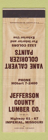 Matchbook Cover - Jefferson County Lumber Imperial MO