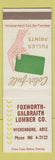 Matchbook Cover - Fuller Paints Foxworth Galbraith Lumber Wickenburg AZ