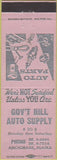 Matchbook Cover - Government Hill Auto Supply Anchorage AK purple
