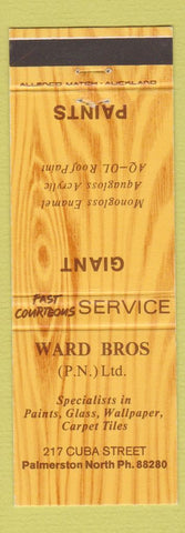 Matchbook Cover - Ward Bros Paints Glass Carpet Tiles Palmerston New Zealand