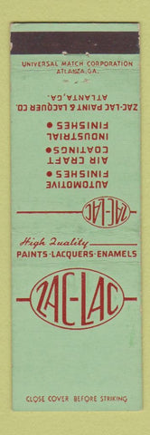 Matchbook Cover - Zac Lac Paints Enamels Atlanta GA