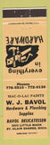 Matchbook Cover - Bavol Hardware Mac O Lac Paints St Clair Shores MI PEACH