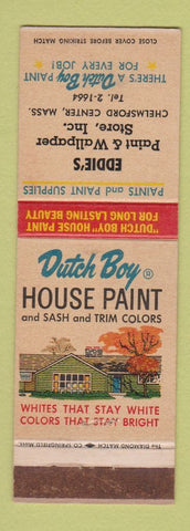 Matchbook Cover - Dutch Boy Paint Eddie's Chelmsford Center MA