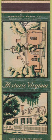 Matchbook Cover - Historic Virginia Williamsburg VA James Galf House