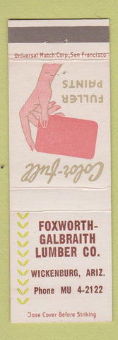 Matchbook Cover - Fuller Paint Foxworth Galbraith Lumber Wickenburg AZ