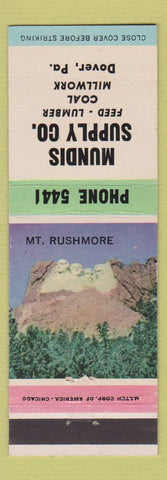 Matchbook Cover - Mundis Supply Feed Lumber Coal Dover PA