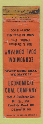 Matchbook Cover - Economical Coal Company Philadelphia PA POOR