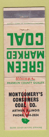 Matchbook Cover - Green Marked Coal Montgomery's Arthur IL WEAR