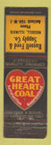 Matchbook Cover - Grat Heart Coal Russell IL TAPED WORN