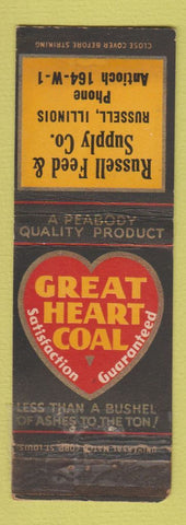 Matchbook Cover - Grat Heart Coal Russell IL TAPED WORN