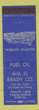 Matchbook Cover - Wm H Brady Fuel Oil Coal Elgin IL