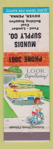 Matchbook Cover - Mundis Supply Feed Lumber Coal Dover PA WEAR