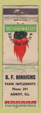 Matchbook Cover - Green Marked Coal BF Hinrichs Tractors Amboy IL WORN