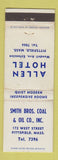 Matchbook Cover - Smith Bros Coal Allen Hotel Pittsfield MA WEAR
