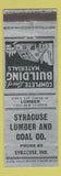 Matchbook Cover - Syracuse Lumber and Coal Syracuse IN