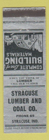Matchbook Cover - Syracuse Lumber and Coal Syracuse IN
