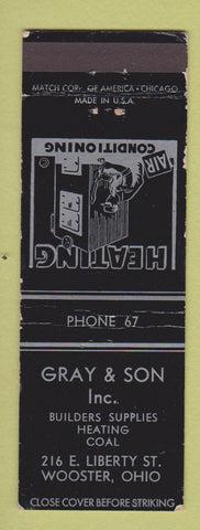 Matchbook Cover - Gray and Son Builders Supply Coal Wooster OH WEAR
