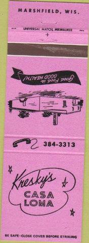 Matchbook Cover - Kresky's Casa Loma Marshfield WI